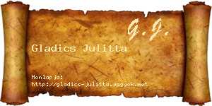 Gladics Julitta névjegykártya